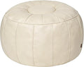 Thgonwid Unstuffed Moroccan Ottoman Pouf Cover, Ottoman Footstool Storage Solution, Bean Bag Chair, Foot Rest, Ivory White