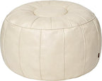 Thgonwid Unstuffed Moroccan Ottoman Pouf Cover, Ottoman Footstool Storage Solution, Bean Bag Chair, Foot Rest, Ivory White