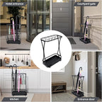 Umbrella Stand Rack with 15 slots Umbrella Holder for Entryway Umbrella Holder with Removable Drip Tray, Medium Black