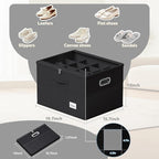 Shoe Organizer for Closet, Large Shoe Box Storage Containers with Clear Window, Space Saving Shoe Bin with Foldable Bottom Support Adjustable Dividers - Fits 16 Pairs (Black, (19.7*15.7*13)x1)