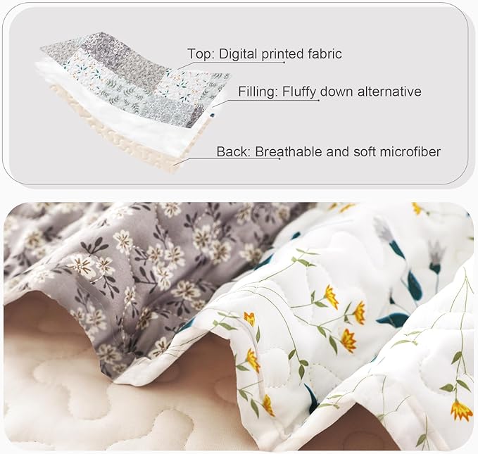 Whale Flotilla Patchwork Quilt King Size, Extra Soft Boho Floral Bedspreads for Bed Reversible Lightweight King Quilt Bedding Set Printed Coverlets with 2 Pillow Shams for All Seasons, Grey