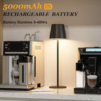 Kakanuo Black Cordless Table Lamp Rechargeable - KK 1 Pack 5000mAH Battery Operated Lamp for Counter, 3 Color Stepless Dimming Wireless Lamps for Dining Kitchen, Outdoor Patio, Touch Control