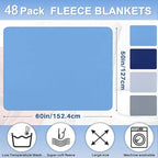 Newwiee 48 Pcs Fleece Throw Blankets Bulk 50'' x 60'' Oeko-tex Standard 100 Certified Spring Outdoor Wedding Guest Blankets Lightweight for Sleepover Donation Lap Pet Sofa Home (Blue Shades)