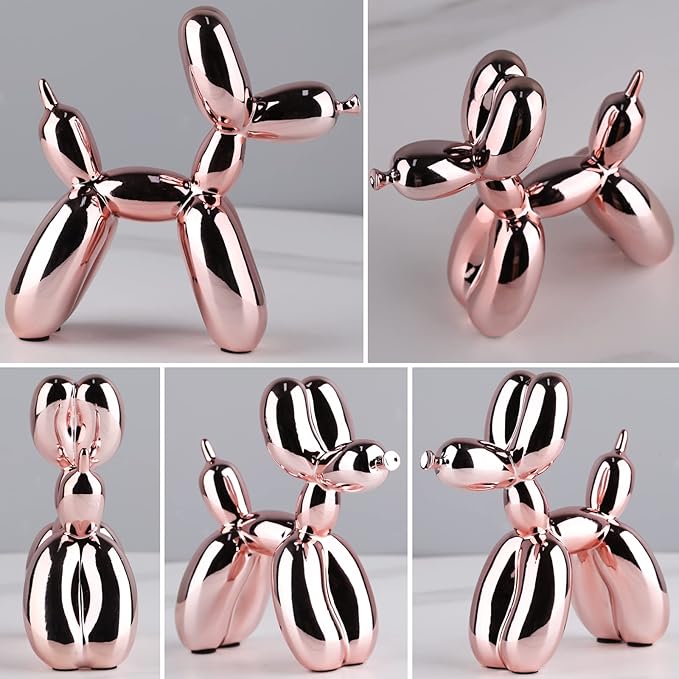 Pink Balloon Dog Decor,Balloon Animal Shelf Decor Preppy Room Decors,Cute Statue Home Decors, Bedroom Modern Sculpture Desk,Office Gold Decorations Small Figurines