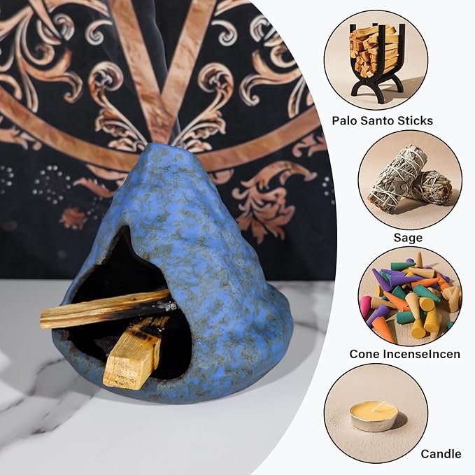 Palo Santo Incense Holder and Burner - Zongzi Modeling Smudge Bowl | Sage Cone Burner Holder & Chiminea Incense Dish Ideal for Energy Cleansing, Yoga, Meditation,Zen,Altar Decor & Aromatherapy