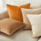 Mecatny Set of 4 Velvet Throw Pillow Covers 20x20, Soft Colorful Accent Decorative Couch Pillow Covers for Sofa Bedroom Living Room, Brown/Khaki