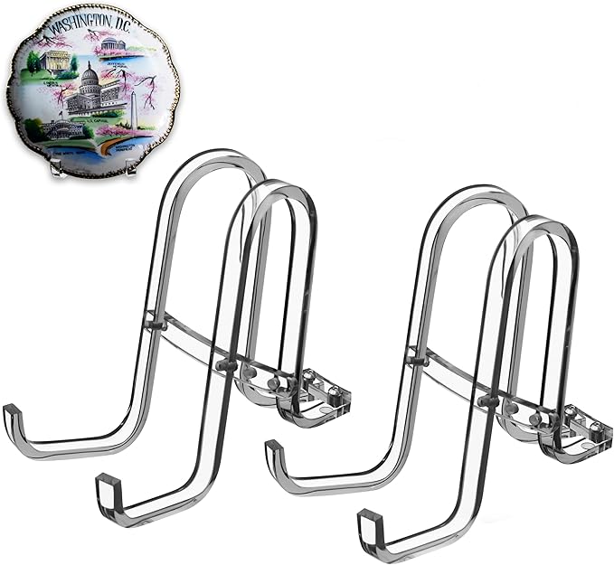 AMT 2 Pack 6 Inch Acrylic Plate Stands for Display - Holder Display Stand + Frame Holder for Picture, Decorative Plate, Book, Photo Easel