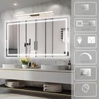 55x30 Inch Led Mirror for Bathroom with Front Light and Backlit, Bathroom Mirror with Led Lights, Vanity Mirror with Lights for Wall, Anti-Fog, Dimmable, Memory Function, Tempered Glass