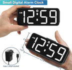 Peakeep Small Digital Alarm Clock Plug in for Bedrooms Bedside, Tiny Electric Clock Large Big Numbers Display Battery Backup for Desk Table, 6 Dimmers, 5 Adjustable Alarm Volume (White)