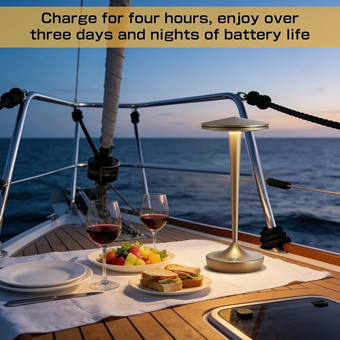 2 Pack Cordless Lamp Rechargeable LED Table Light,48Hrs Battery Operated Restaurant Table Lamp, Dimmable Potable Lamp with IP54 Waterproof for Dining,Outdoor Patio,Camping,Shower(2PBronze)