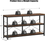Semoic 3-Tier Industrial Bookshelf, Wide Wood Horizontal Bookcase, Open Large Book Shelf with Metal Frame, Display Rack Shelving Unit, Storage Organizer for Living Room, Bedroom & Study, Brown
