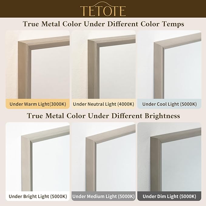 TETOTE Brushed Nickel Mirror for Bathroom Sink 24" x 32" Beveled Frame Brushed Nickel Vanity Rectangle Mirror for Bathroom Wall, Modern Farmhouse, Tempered Glass, Shatterproof, Stronger Frame