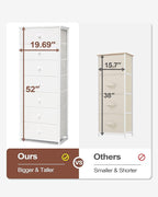 Crestlive Products Tall Dresser, 7-Drawer Fabric Storage Tower, Chests of Drawers - Vertical Organizer Unit for Bedroom, Hallway, Entryway, Nursery, Closets - Steel Frame, Wood Top & Handles (White)