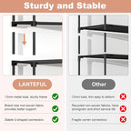 3 Tier Shoe Rack for Closet, Shoe Organizer with 5 Hooks, Long Shoe Shelf Storage for Sneaker and Boot Stackable Free Standing Shoe Rack for Entryway, Garage, Small Spaces, Dorm