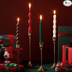Nuanchu 4 Pcs 7.87 Inch Twisted Taper Candles Wax Unscented Smokeless Spiral Swirl Candlesticks for Wedding Holiday Dinner Party Home Decorations (Christmas Color)