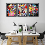 Novatique Graffiti Canvas Wall Art Banksy Art Wall Decor Colorful Graffiti Print Pictures Modern Teen Painting for Living Room Bedroom,12" x 16" x 3Pcs