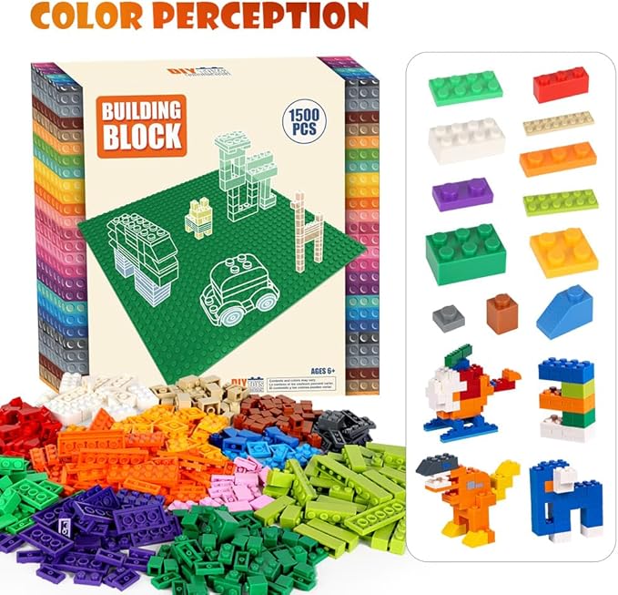 Lekebaby Classic 1500 Pieces Building Bricks Kit Basic Brick Set Classic Colors for Kids Creative Play, Compatible with All Major Brands, Gifts Educational Toy for Boys Girls 6 Years Old and Up