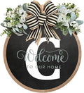 Circular Surname Front Door Welcome Sign - 26 Letter House Wreath, Front Porch Decorations, Year-Round Home Decor (C)