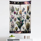 Ambesonne Botanic Tapestry, Wildflowers on an Open Vintage Book with Galactic Milky Way Swirls, Fabric Wall Hanging Decor for Bedroom Living Room Dorm, 30" X 45", Forest Green and Multicolor
