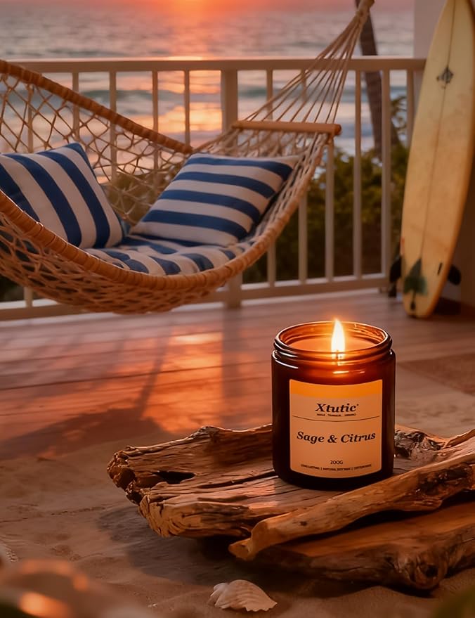 Soy Candle Gifts for Women & Men - 7oz Brown Scented Candle, 50-Hour Burn Time, Aromatherapy Jar for Home Decor, Relaxing Ambiance in Bedroom & Office(Sage Citrus)