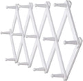 Dseap Accordian Wall Hanger: 16” High Wooden Wall Expandable Coat Rack, Hat Rack Holder, Accordion Hook for Baseball Caps, Coats, Mugs, 13 Peg Hooks, White