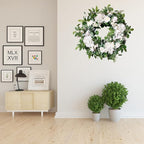 24 Inch Spring Summer Wreaths for Front Door, Spring Wreath,Summer Door Wreaths Outside,Large Floral Flowers Wreath with White Hydrangea for All Seasons Indoor Outdoor Home Decor