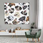 VUMIVI Dog-Head Tapestry Cartoon Pet Illustrations Cute Funny Animals Colorful Graffiti Tapestry Wall Hanging for Living Room Bedroom Dorm Classroom Aesthetic Decor W60xL50in