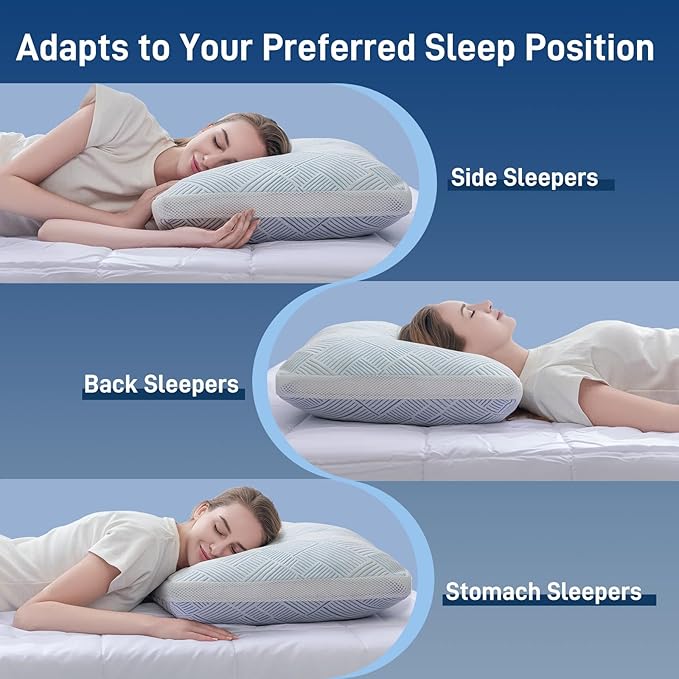 Shredded Memory Foam Cooling Soft Bamboo Viscose Pillows King Set of 2, Adjustable Hypoallergenic Hotel Quality Bed Pillows for Side, Stomach or Back Sleeper, Oeko-TEX Certified