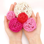 SANNIX 16 Pcs Valentine's Day Rattan Balls for Bowls,Pink and Red Decorative Balls Decor for Wedding Home Table Vase Decorations