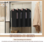 2 Set 40in Short Cotton Garment Bags, 6in Wide Gusset Hanging Storage Clothes with 8 Cedar Blocks, Transparent Mesh Window, Breathable Closet Bags for Fur Coat Suit Sweater Dress, Black