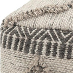 SIMPLIHOME Sweeney Square Pouf - 18 inch Wide Upholstered Wool and Cotton Handloom Woven Ottoman in Grey and Natural, Boho-Style Footstool, Extra Seating or Accent Piece for Living Room, Assembled