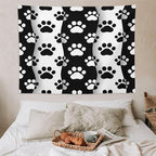 VUMIVI Pet Paws Tapestry Cute Puppy Kitten Black White Animal Paws Modern Funny Art Tapestry Wall Hanging for Living Room Bedroom Dorm Classroom Aesthetic Decor W80xL60in