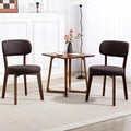 Yilaywain Mid-Century Modern Dining Chairs with Rubberwood Frame, Black Faux Leather Upholstered, 250 LBS Weight Capacity, Anti-Slip Protectors (Brown)