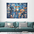 VUMIVI Cartoon Dog Tapestry Cute Puppy Pet Lovers Animal Theme Colorful Illustration Tapestry Wall Hanging for Living Room Bedroom Dorm Classroom Aesthetic Decor W40xL30in
