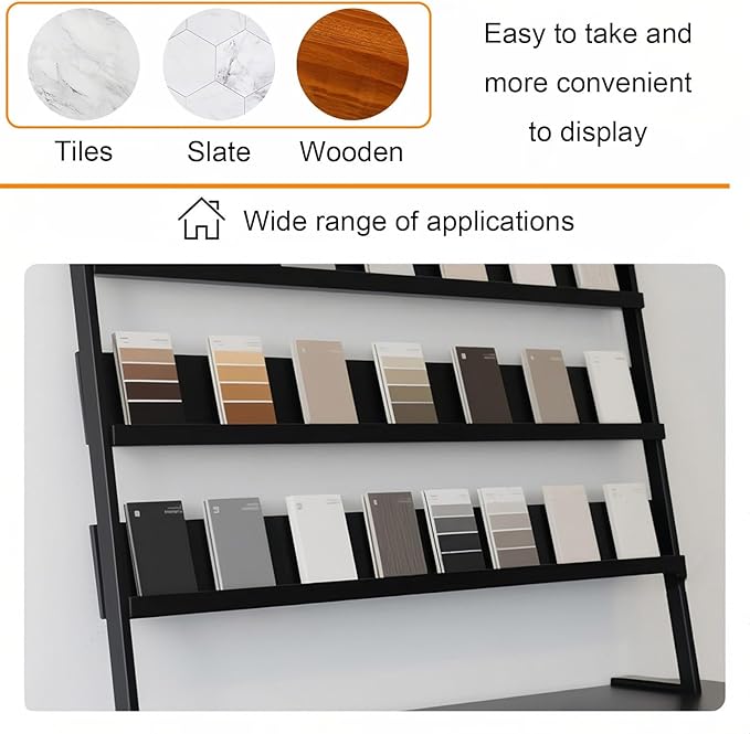 Floor Tile Display Stand, 3 Tier Standing Ceramic Tile Sample Display Rack, Sample Storage Rack, Show Shelf Holder, for Commercial Exhibition(70cm/27.5in)