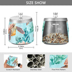Aqua Sea Turtles Corals Ashtray with Lid, Outdoor Ashtrays for Patio, Stainless Steel Ashtray Odorless Smokeless for Home Office Balcony