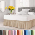 Wrap Around Dust Ruffle Bed Skirt - Cream - for King Size Beds with 24 Inch Drop - Easy Fit Elastic Strap - Adjustable Pleated Bedskirt w/Brushed Fabric - Wrinkle Free - for Women, Men, Kids & Teens