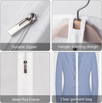 Kntiwiwo 60 inches Garment Bags for Closet Storage with Zipper Clear Garments Bag for Gowns Long, Dresses, Suit, Coat - Set of 20 [Upgraded Version]
