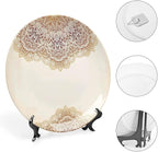 7 Inch Decorative Plate, Victorian Tableware Plate, Artistic Oriental Vintage Henna Style Mandala Print Ceramic Display Plate for Decorative Ornaments Giving Plates, 1 Plate with 1 Display Stand