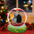 Personalized Christmas Crystal Ball with Light Customized Photo Snow Globe with Engraving Text Custom Ornaments Gifts for Family Couples Friends (Vanilla Pattern Base)