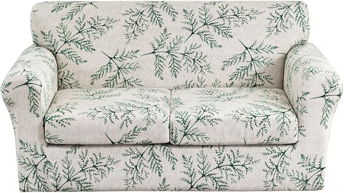 KRFOONN 3 Piece Stretch Sofa Couch Covers for 2 Cushion Couches Printed Sofa Loveseat Slipcover with 2 Separate Seat Cushion Covers Washable Sofa Slip Covers Furniture Protector (Loveseat, 30), Medium