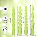 Nuanchu 4 Pcs 7.87 Inch Twisted Taper Candles Wax Unscented Smokeless Spiral Swirl Candlesticks for Wedding Holiday Dinner Party Home Decorations (Sage Green)