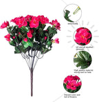 HyeFlora Artificial Faux Outdoor Flowers Plants for Spring Summer Decoration, Fake Silk Hotpink Camellia UV Resistant Look Real for Planter Outside Front Door Porch Patio Balcony, 3 Large Bundles