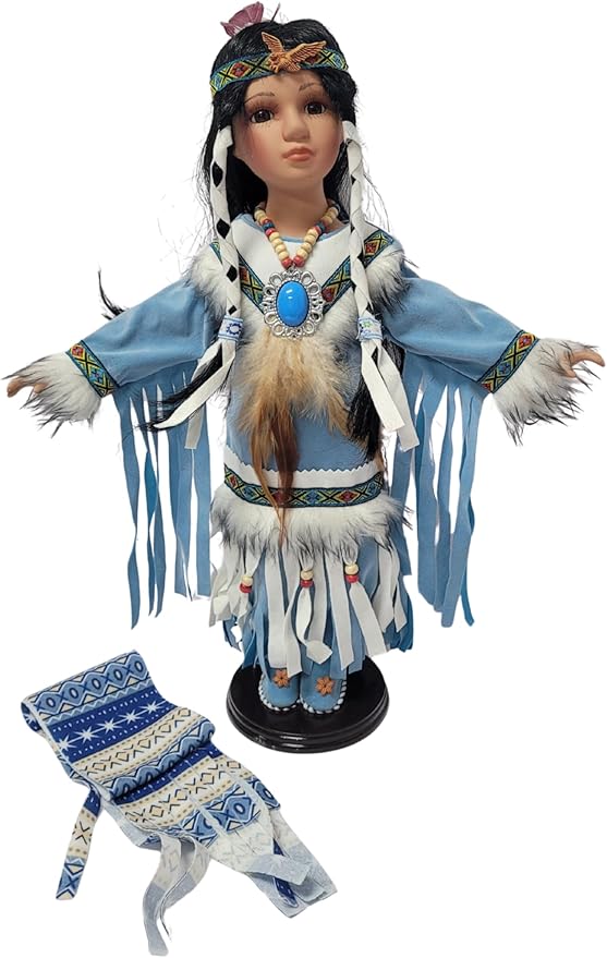 KINNEX COLLECTIONS SINCE 1997 16" Collectible Native American Indian Porcelain Doll (AQUENE) D16671