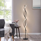 Modern Floor Lamp, 40W 3 Colors Stepless Dimmable and Color-Changing Bright Floor Standing Tall Lamp for Living Room,60" Unique Spiral Floor Lamp for Bedroom Office with Remote Black