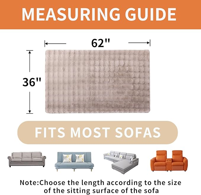 Waterproof Dog Bed Cover Non Slip Couch Covers for Dogs Washable Soft Faux Fur Sofa Cover Couch Covers for 2 Cushion Couch Sofa Pet Friendly (Khaki)