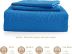 Exclusivo Mezcla King Size Quilt Bedding Set, Lightweight Royal Blue Quilts King Size for All Seasons, Soft Microfiber Bedspreads Coverlets Bed Cover with Leaf Pattern, 3 Piece