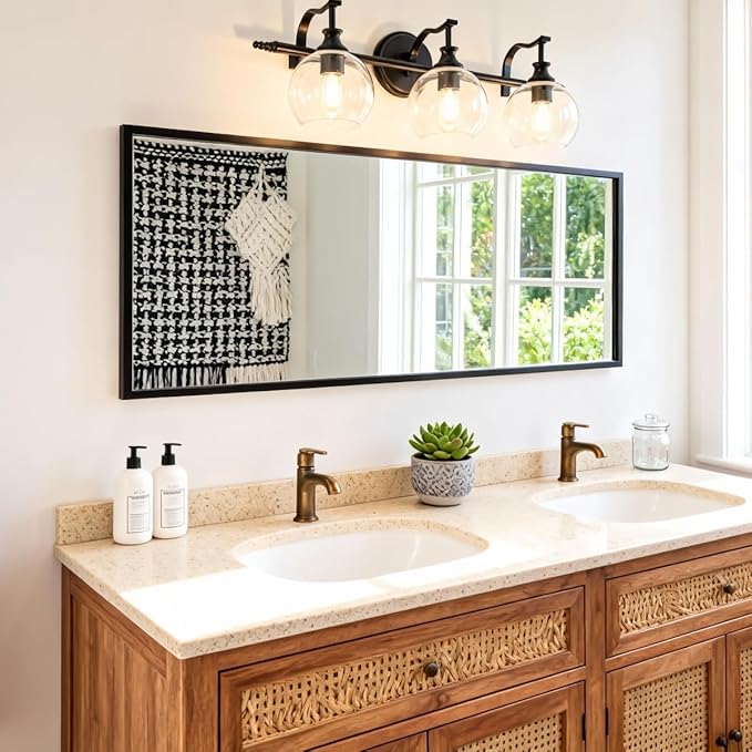 ANDY STAR Black Bathroom Light Fixture, 3 Light Vanity Lights, Rustproof Wall Lights Over Mirror, Rustic Wall Mounted Lamp, Modern Wall Sconces for Mirror, Powder Room, Bedroom