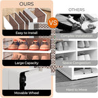 9 Tier 18 Pairs Foldable Shoe Rack with Wheels, Portable Plastic Shoe Storage Cabinet with Clear Magnetic Doors Space Saving No Assembly for Entryway, Living Room, Closet