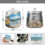Watercolor Beach Sea Ashtray with Lid, Outdoor Ashtrays for Patio, Stainless Steel Ashtray Odorless Smokeless for Home Office Balcony